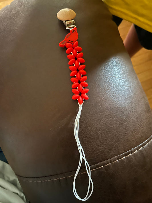 Cardinal bird pacifier clip