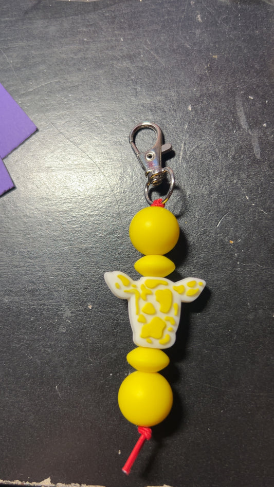 Yellow cow head keychain charm