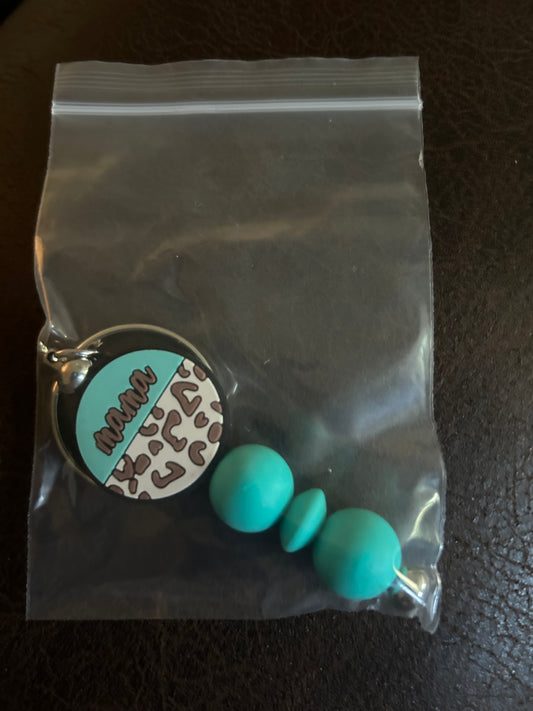 Turquoise leopard mama keychain bar
